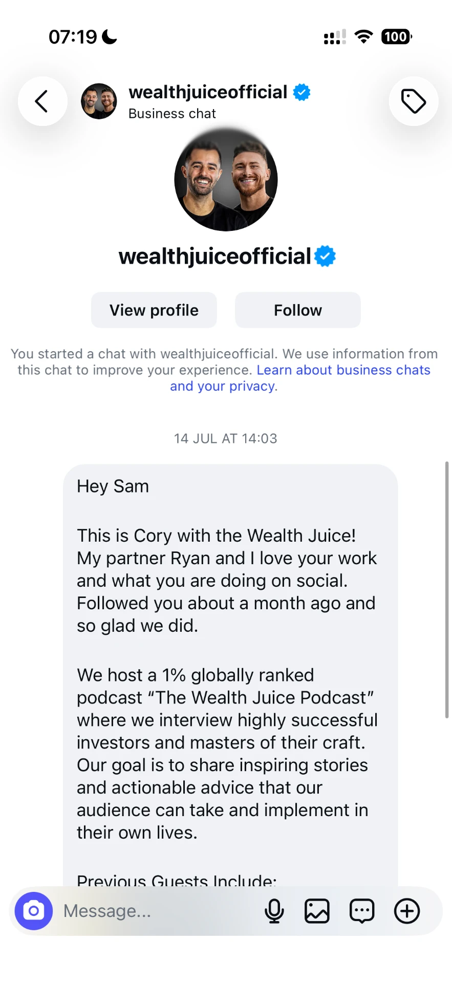 Message from a creator