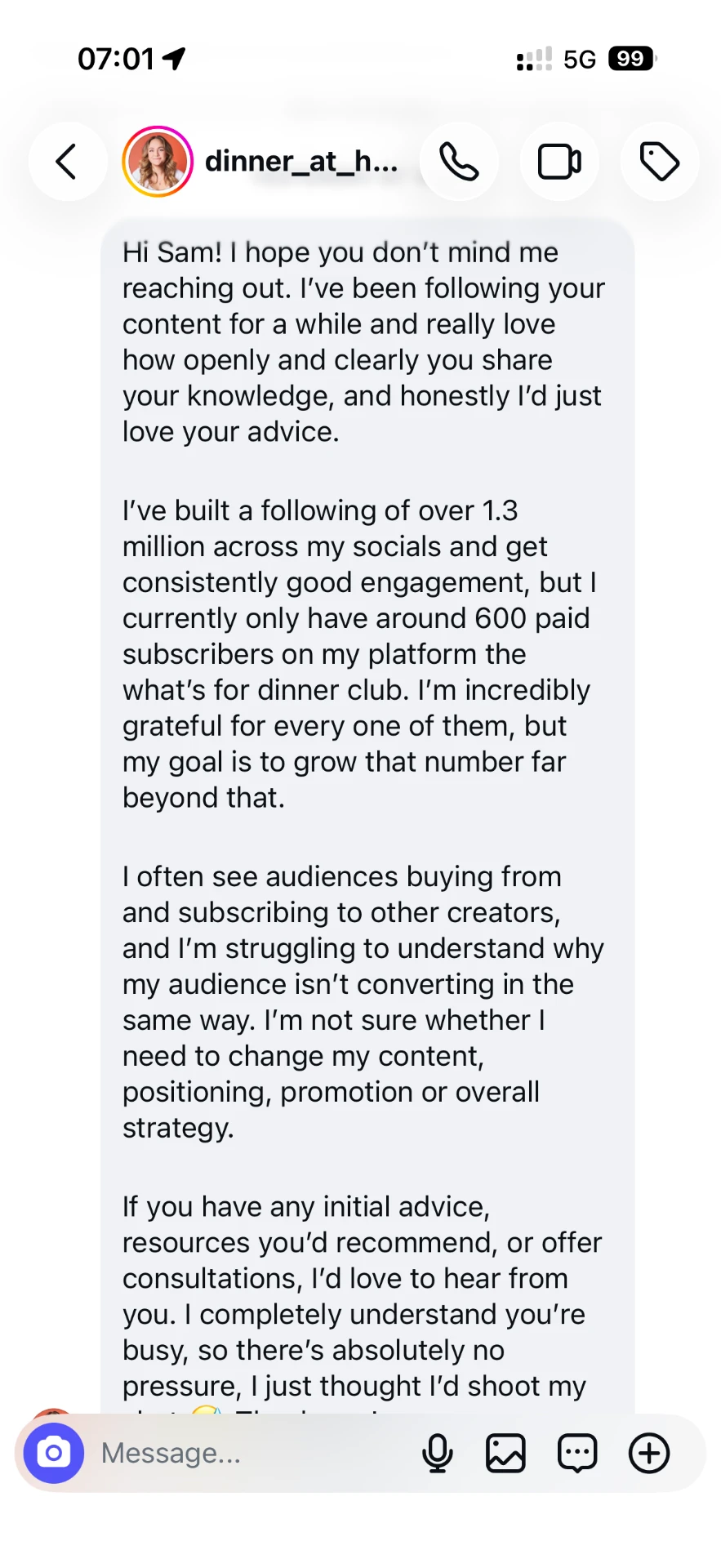 Message from a creator
