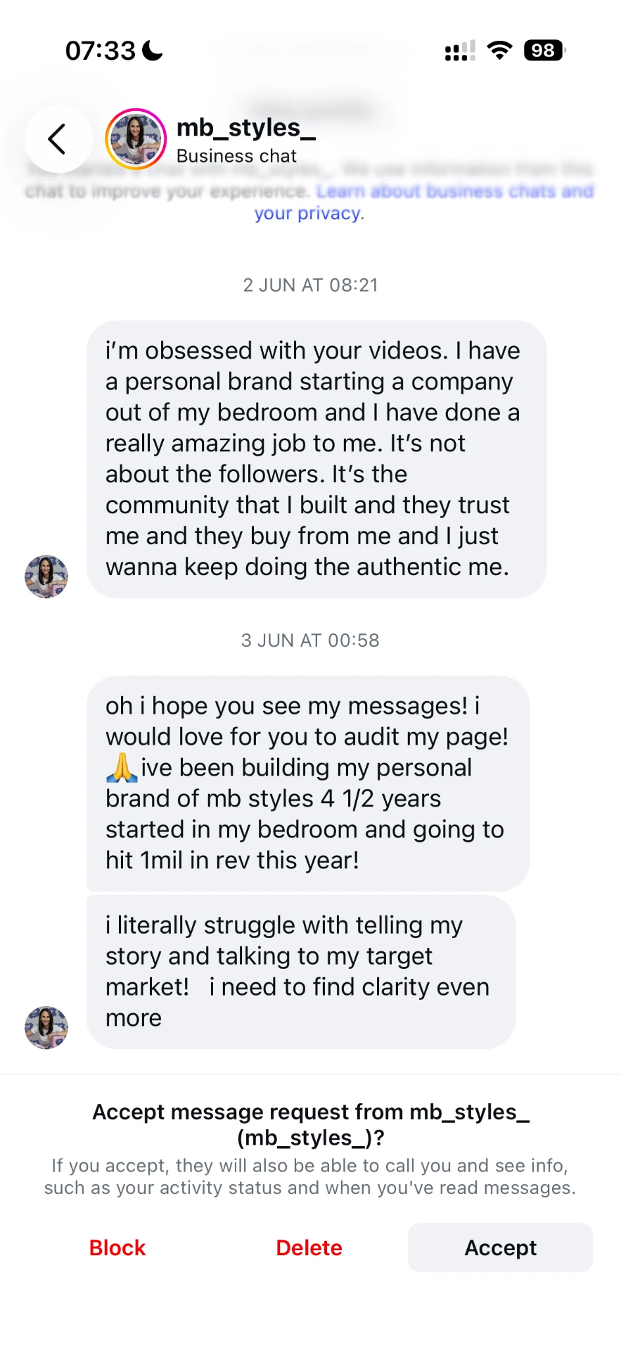 Message from a creator